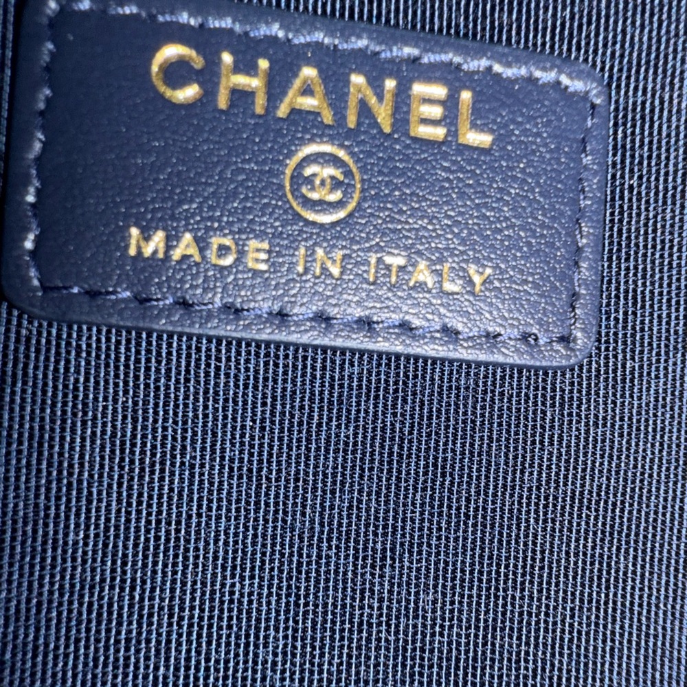 Chanel Navy Blue and Gold Pouch MM - Picture 11 of 13